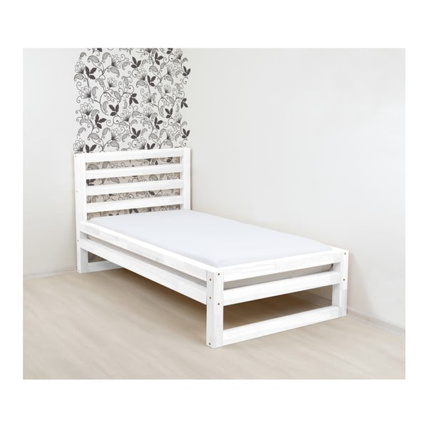 Biela drevená jednolôžková posteľ Benlemi DeLuxe, 200 × 80 cm