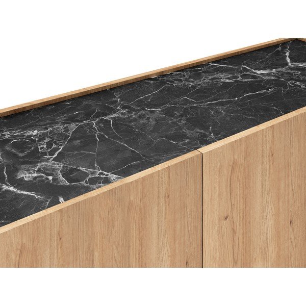 Čierny/prírodný TV stolík v dekore duba 160x48 cm Dione – Marckeric-image-1