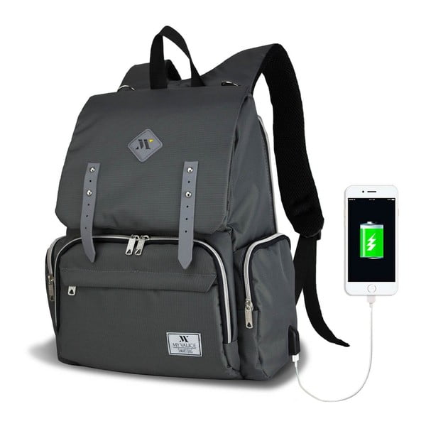 Antracitový batoh pre mamičky s USB portom My Valice MOTHER STAR Baby Care Backpack