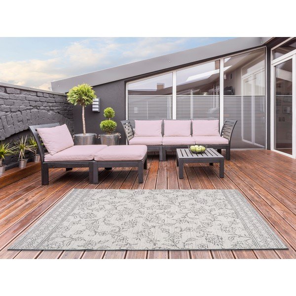 Sivý vonkajší koberec Universal Weave Floral, 155 x 230 cm-image-1