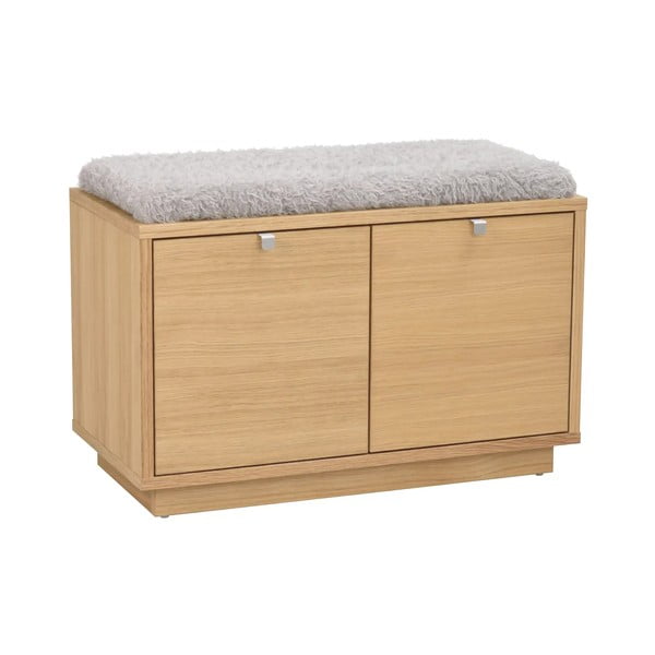 Skrinka na topánky v dekore duba s lavicou v sivo-prírodnej farbe Confetti – Rowico