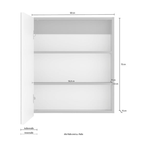 Sivá nástenná kúpeľňová skrinka so zrkadlom Støraa Wisla, 60 x 70 cm-image-1