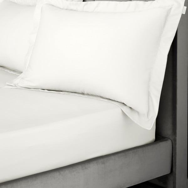 Slonovinová napínacia plachta z bavlneného saténu 90x190 cm Cotton Sateen – Bianca-image-1
