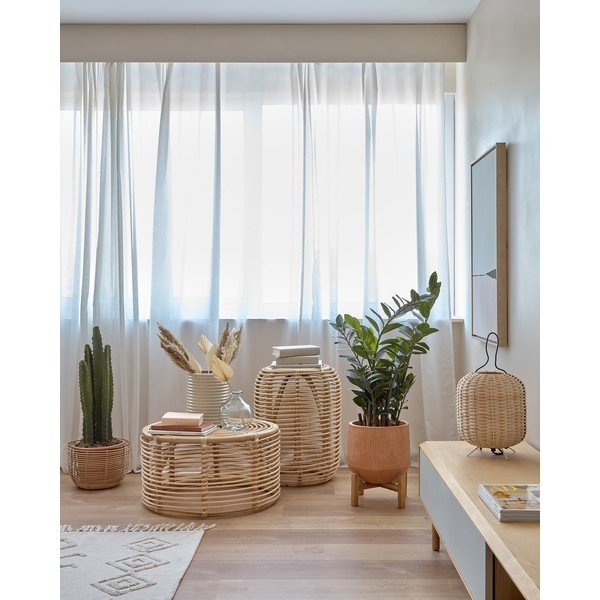 Ratanový okrúhly konferenčný stolík v prírodnej farbe ø 66 cm Kohana – Kave Home-image-2