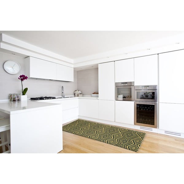 Vysokoodolný kuchynský koberec Hellenic Green, 60x220 cm