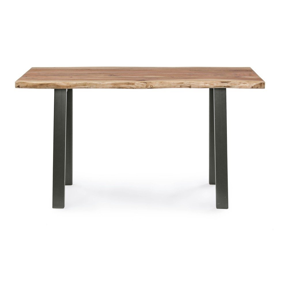 E-shop Čierny/v prírodnej farbe konzolový stolík s doskou z akácie 45x130 cm Aron – Bizzotto