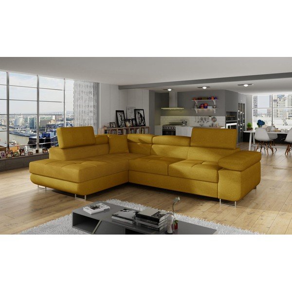 Žltá rozkladacia/s úložným priestorom rohová pohovka (ľavý roh/do L) Anton – ELTAP-image-3