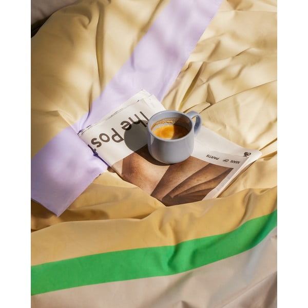 Bielo-béžové bavlnené obliečky na jednolôžko 140x200 cm Block – Hübsch-image-1