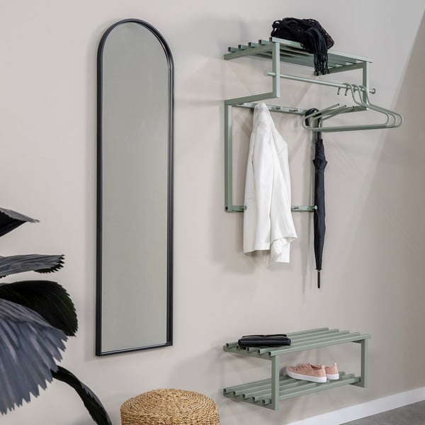 Sivozelený kovový nástenný vešiak s poličkou 76 cm Rizzoli – Spinder Design-image-1