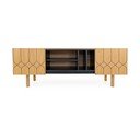 Čierny/prírodný TV stolík v dekore duba 175x60 cm Porto - Woodman