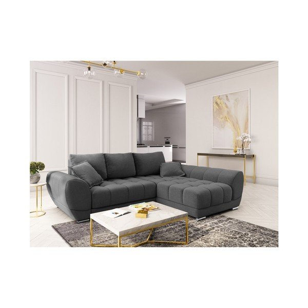 Tmavosivá rozkladacia rohová pohovka Windsor & Co Sofas Cloudlet, pravý roh-image-3