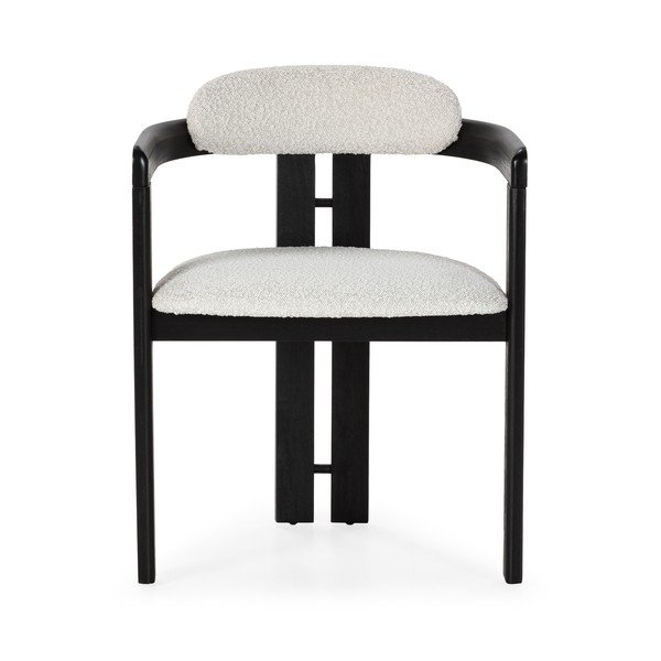 Biele/čierne čalúnené jedálenské kreslá v súprave s podrúčkami 2 ks Eiden – MOME-image-2