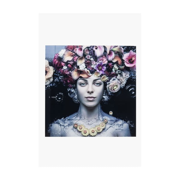 Sklenený obraz Kare Design Flower Art Lady, 80 x 80 cm
