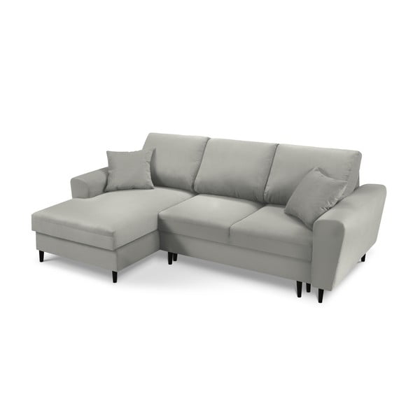 Svetlosivá menčestrová rozkladacia/s úložným priestorom rohová pohovka (ľavý roh/s leňoškou) Kyoto – Cosmopolitan Design-image-1