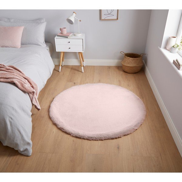 Ružový koberec Think Rugs Teddy, ⌀ 120 cm-image-1