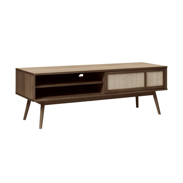 Tmavohnedý TV stolík v dekore duba 150x50 cm Barrali – Unique Furniture-image-1