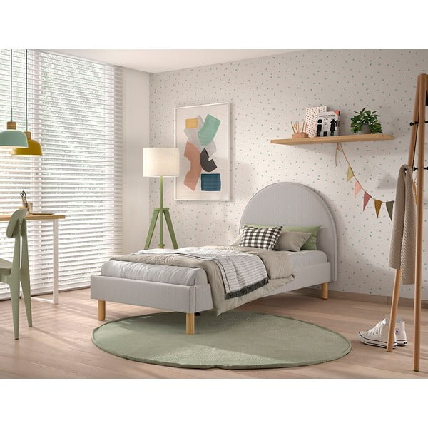 Sivá čalúnená jednolôžková posteľ s roštom 90x200 cm MOON – Vipack-image-1