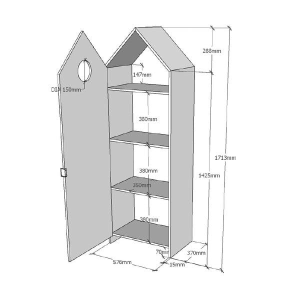 Biela domčeková šatníková skriňa Vipack Casami-image-3