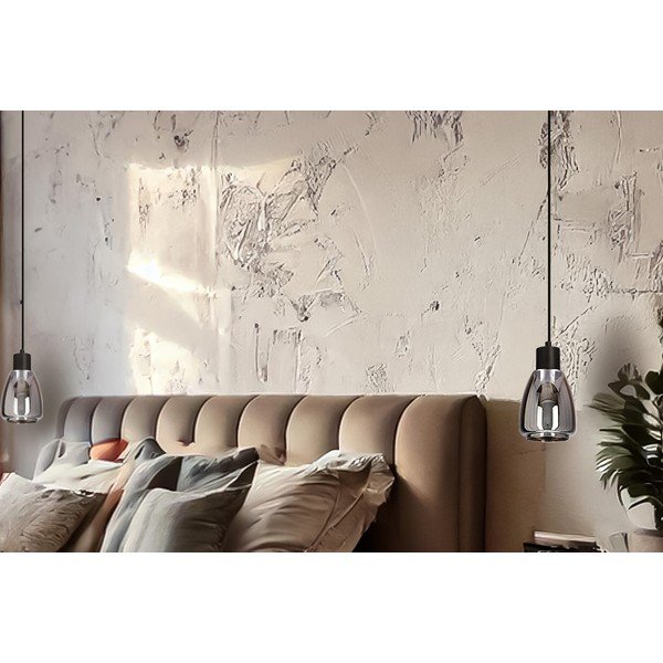Čierne závesné svietidlo so skleneným tienidlom ø 12 cm Moldo – Candellux Lighting-image-2