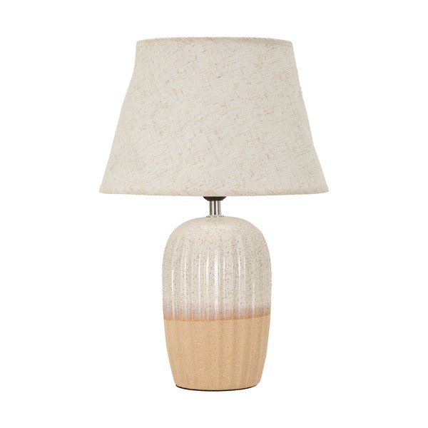 Krémovobiela keramická stolová lampa s textilným tienidlom (výška  44 cm) Japandi – Mauro Ferretti