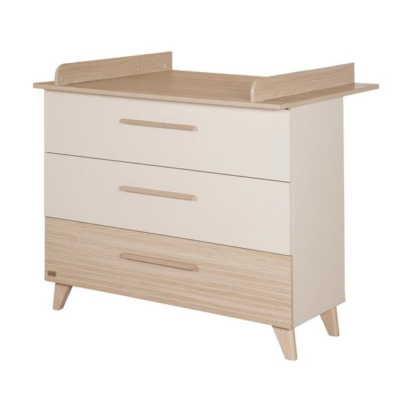 Krémová/v prírodnej farbe detská komoda v dekore duba s prebaľovacím pultom 110x98x75 cm Sidney – Roba