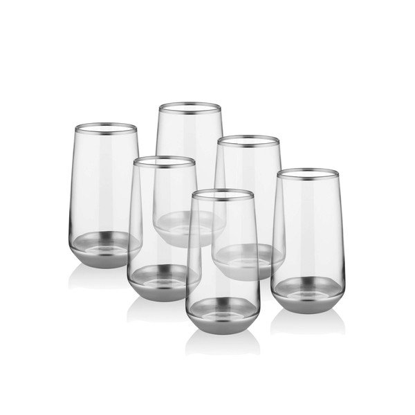 Sada 6 pohárov Mia Glam Silver, 380 ml-image-1