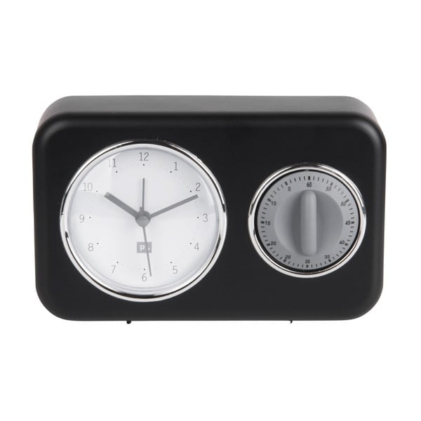 Čierne stolové hodiny s kuchynskou minútkou PT LIVING Nostalgia-image-1
