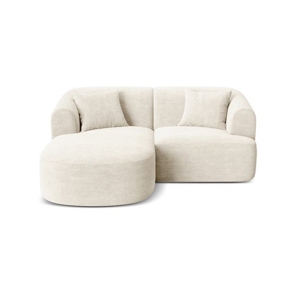 Béžová menčestrová rohová pohovka (ľavý roh/s leňoškou) Campi – Cosmopolitan Design