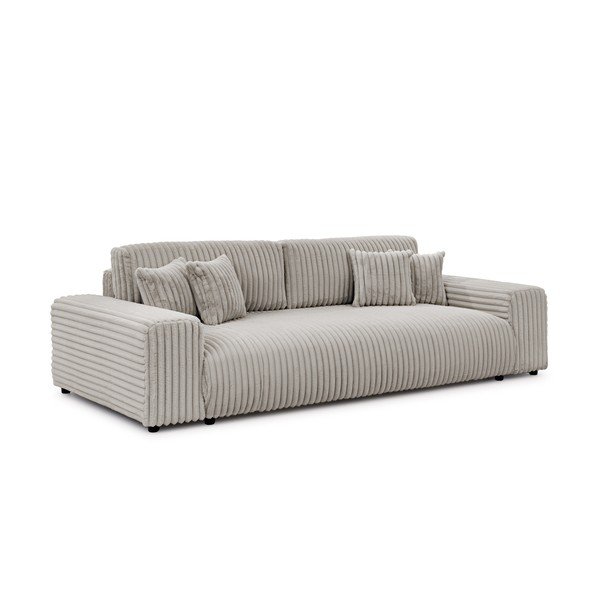 Svetlosivá menčestrová rozkladacia/s úložným priestorom pohovka 260 cm Justin  – Ropez