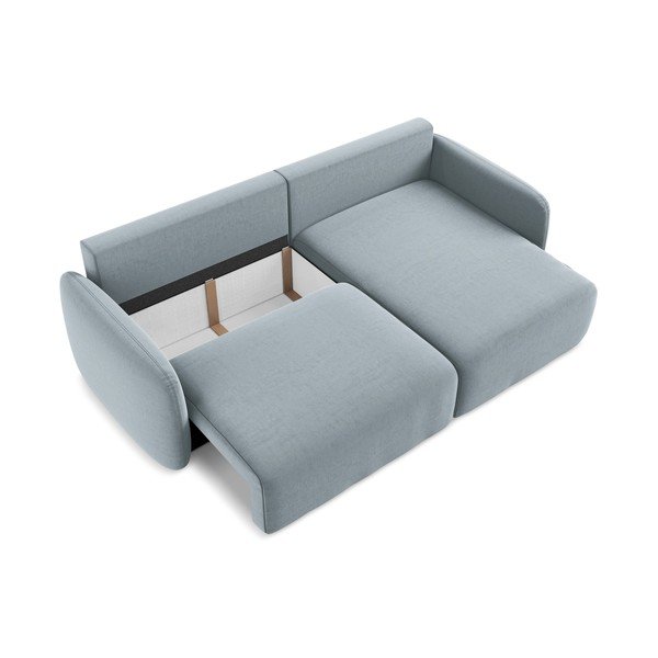 Modrá zamatová rozkladacia/s úložným priestorom rohová pohovka (pravý roh/s leňoškou) Kalena – Makamii-image-4