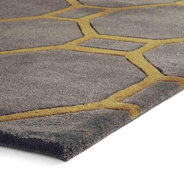 Sivožltý ručne tuftovaný koberec Think Rugs Hong Kong Tile Grey & Yellow, 120 × 170 cm-image-4