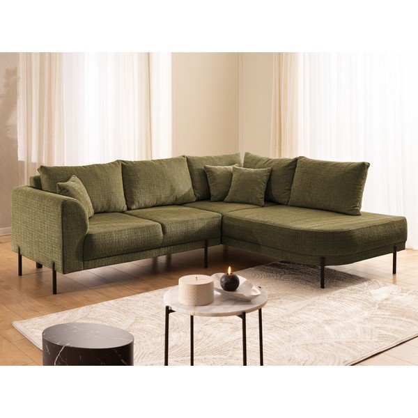 Zelená ženilková rohová pohovka (pravý roh/do L) Mauris  – Ropez-image-4