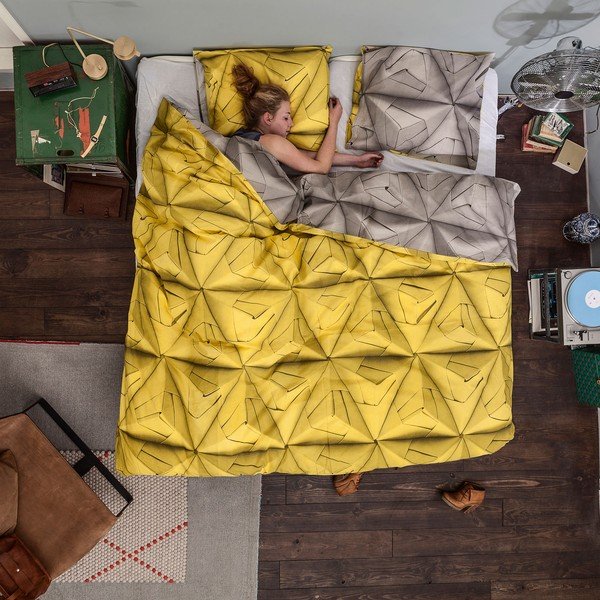 Žlto-hnedé obliečky Snurk Monogami Yellow, 200 x 200 cm-image-1