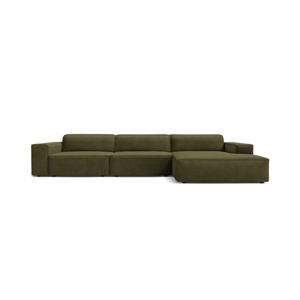 Khaki zamatová modulárna rohová pohovka (pravý roh/s leňoškou) Jodie – Micadoni -image-2