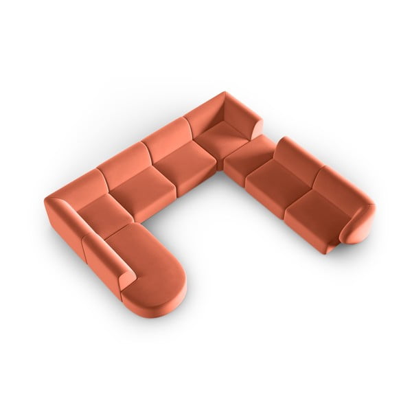 Ružová zamatová rohová pohovka (pravý roh/do "U") Paolo – Milo Casa-image-1