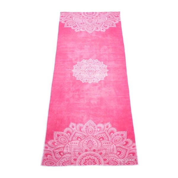 Ružový uterák na jogu Yoga Design Lab Hot Mandala, 340 g