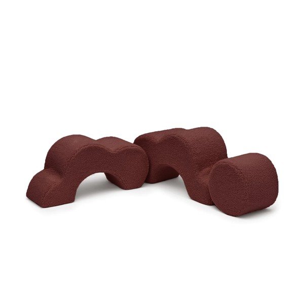 Hnedé penové ihrisko 3 ks z materiálu bouclé výška  27 cm 88x90 cm – Meowbaby-image-4