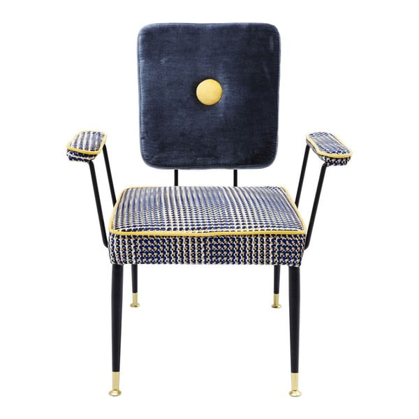Modro-žltá stolička s opierkami Kare Design Factory