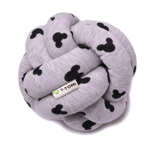 Sivo-čierna bavlnená pletená loptička T-TOMI Mickey, ø 20 cm