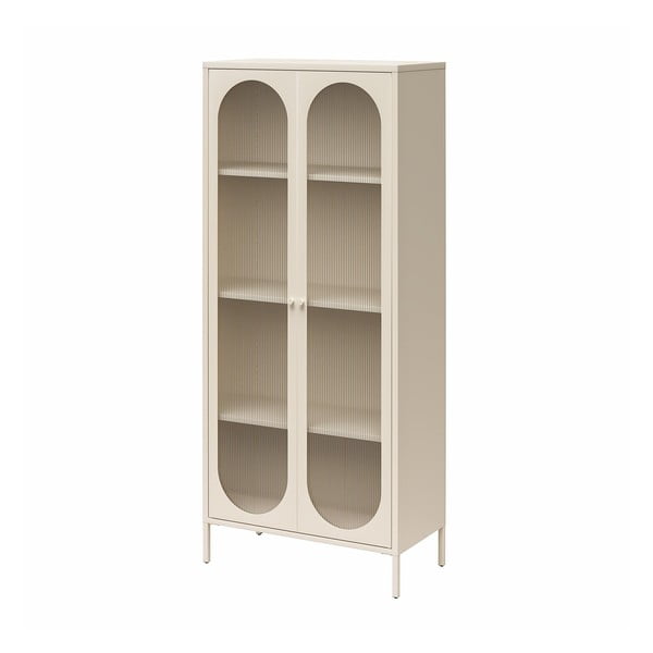 Krémovobiela kovová vitrína 80x186x40 cm Luna – Støraa-image-4