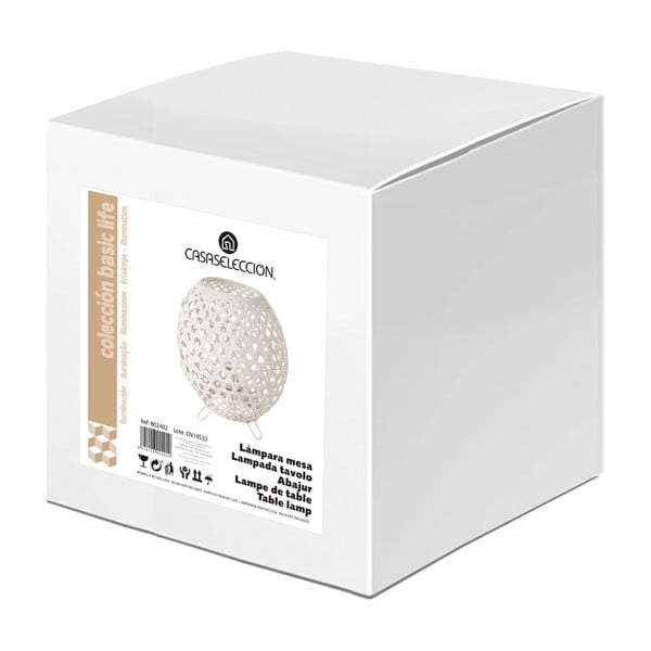 Biela bambusová stolová lampa s bambusovým tienidlom (výška  23 cm) – Casa Selección-image-4