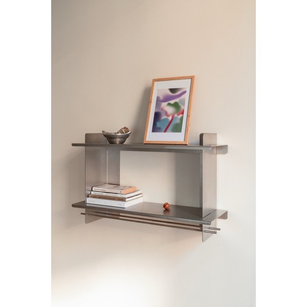 Poschodová kovová polica v striebornej farbe 70 cm Tivo – noo.ma-image-1