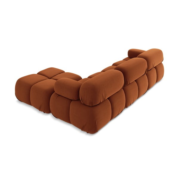 Oranžová zamatová modulárna rohová pohovka Lokua – Makamii-image-4