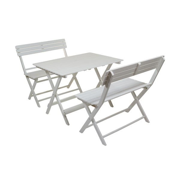 Sada 2 bielych stoličiek a stolu z topoľového dreva Santiago Pons