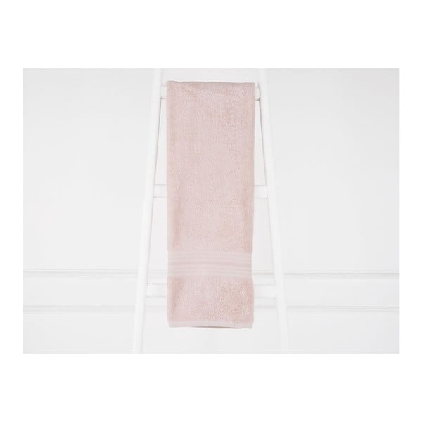 Svetloružový bavlnený uterák Emily, 70 × 140 cm