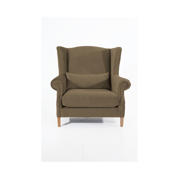 Béžové zamatové kreslo ušiak Max Winzer Harvey Velvet-image-1