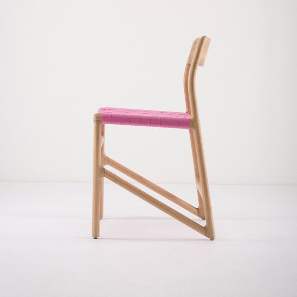 Jedálenská stolička z masívneho dubového dreva s ružovým sedadlom Gazzda Fawn-image-1