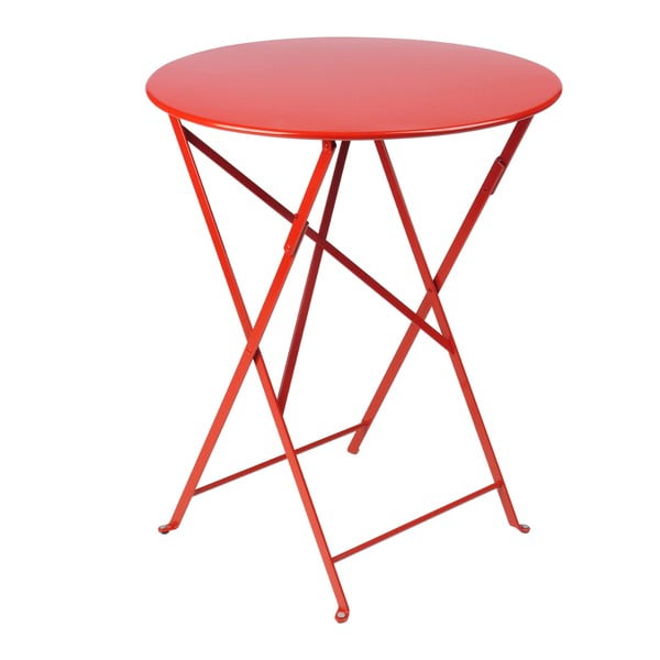 Červený skladací kovový stôl Fermob Bistro