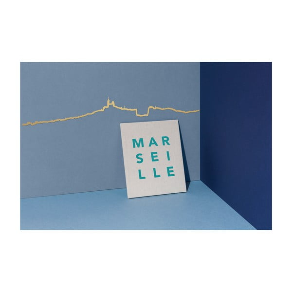 Pozlátená nástenná dekorácia so siluetou mesta The Line Marseille