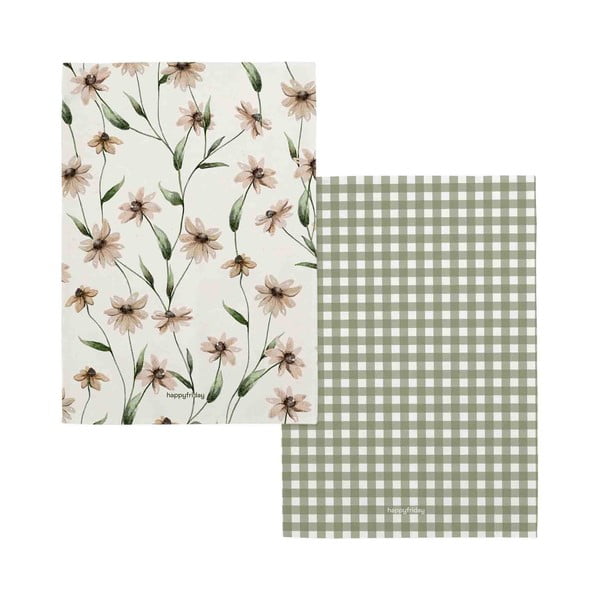 Bavlnené utierky v súprave 2 ks 50x70 cm Tinny bloom – Happy Friday